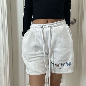 Boohoo Men White Sweatpant Shorts